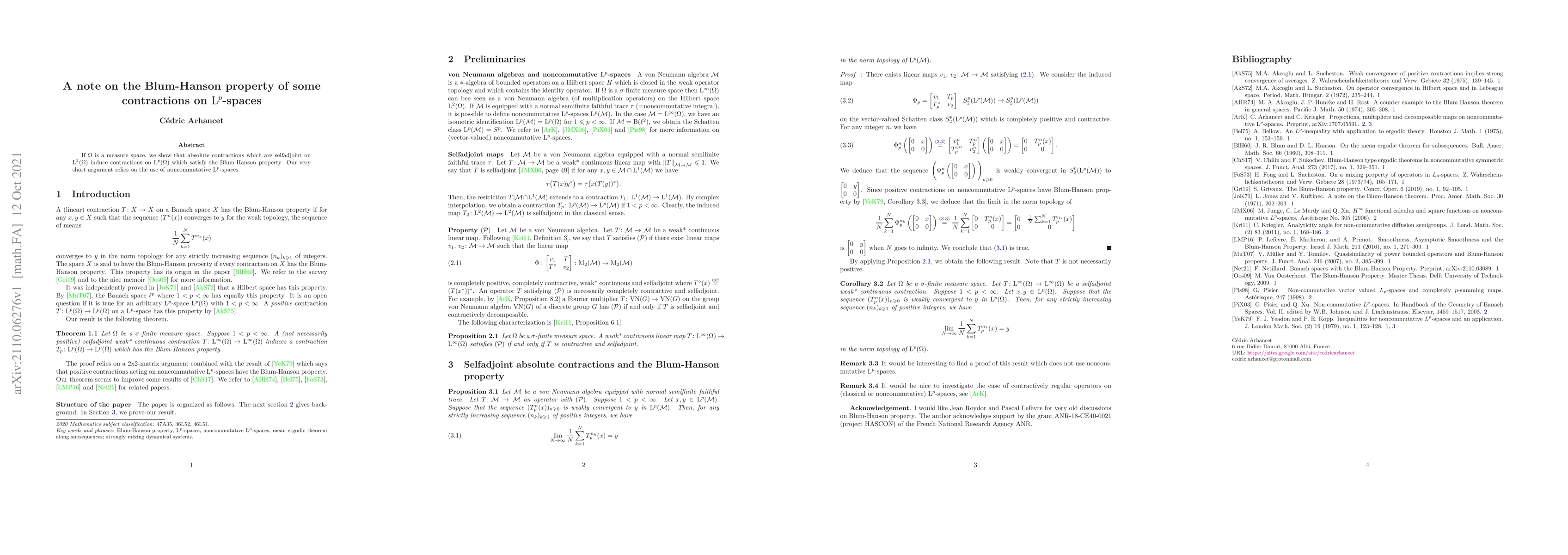Thumbnail for A note on the Blum-Hanson property of some contractions on
  $\mathrm{L}^p$-spaces