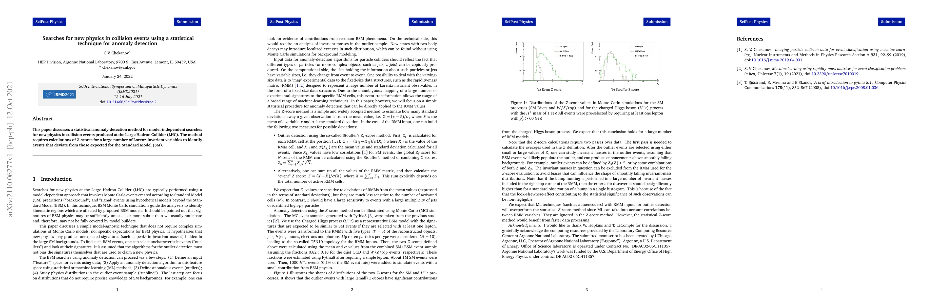 Thumbnail for Searches for new physics in collision events using a statistical
  technique for anomaly detection