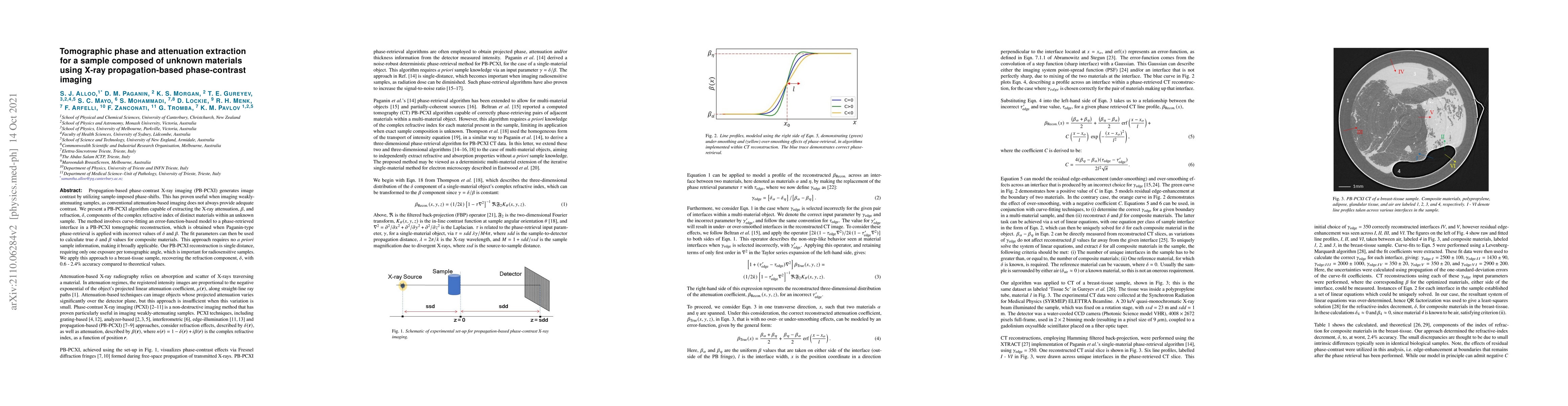 Thumbnail for Tomographic phase and attenuation extraction for a sample composed of
  unknown materials using X-ray propagation-based phase-contrast imaging