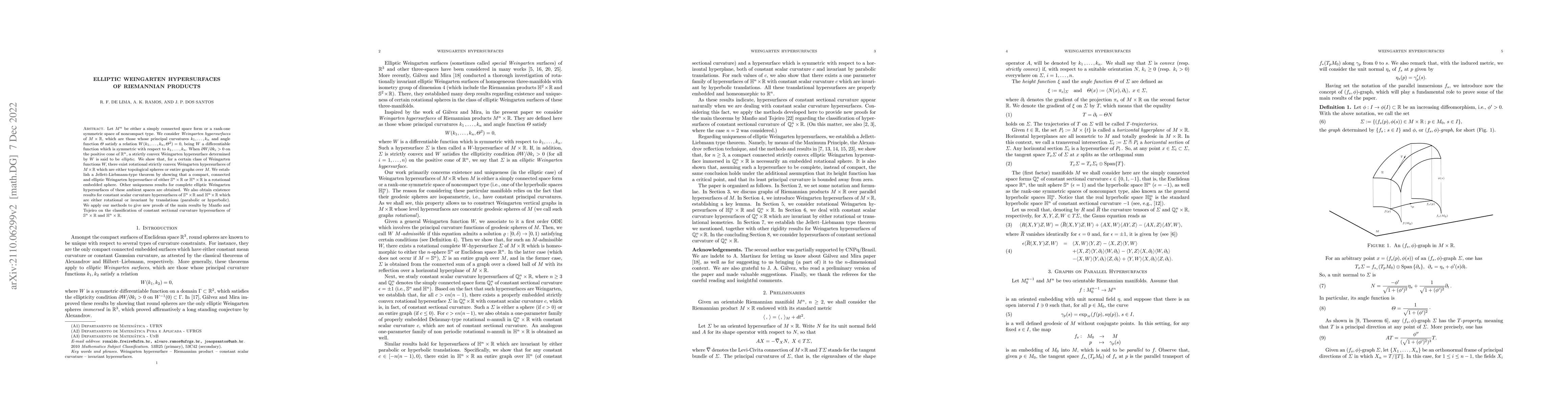 Thumbnail for Elliptic Weingarten Hypersurfaces of Riemannian Products