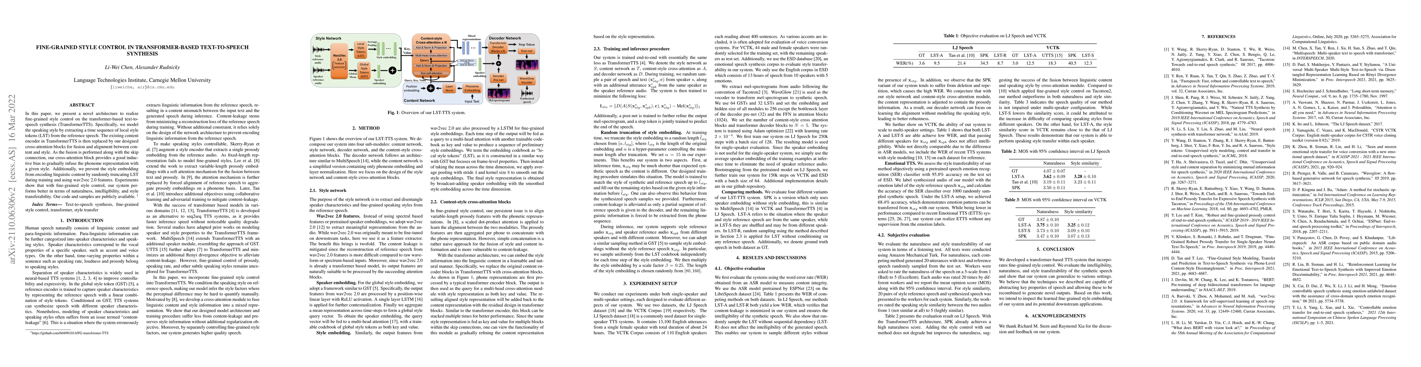 Thumbnail for Fine-grained style control in Transformer-based Text-to-speech Synthesis