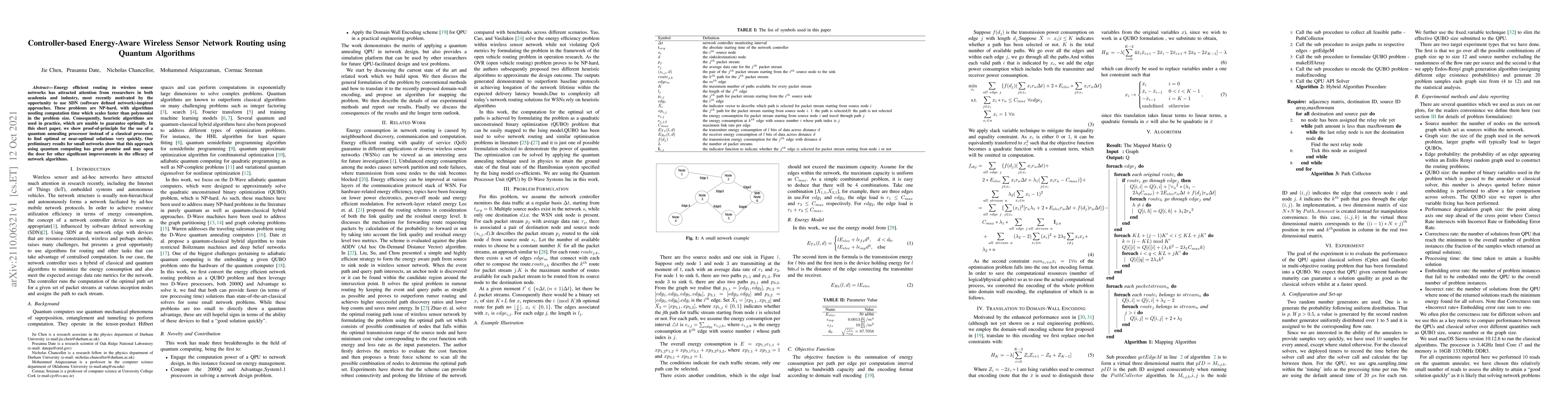 Thumbnail for Controller-based Energy-Aware Wireless Sensor Network Routing using
  Quantum Algorithms