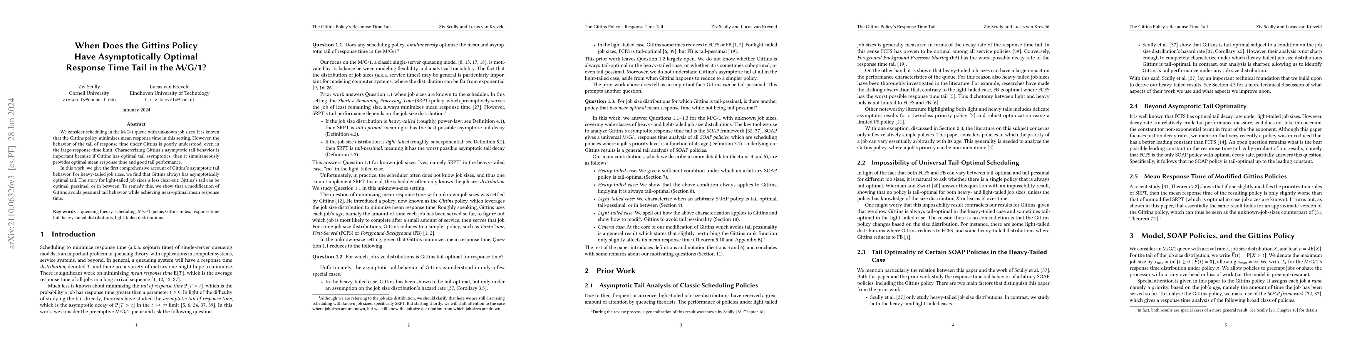 Thumbnail for When Does the Gittins Policy Have Asymptotically Optimal Response Time
  Tail?
