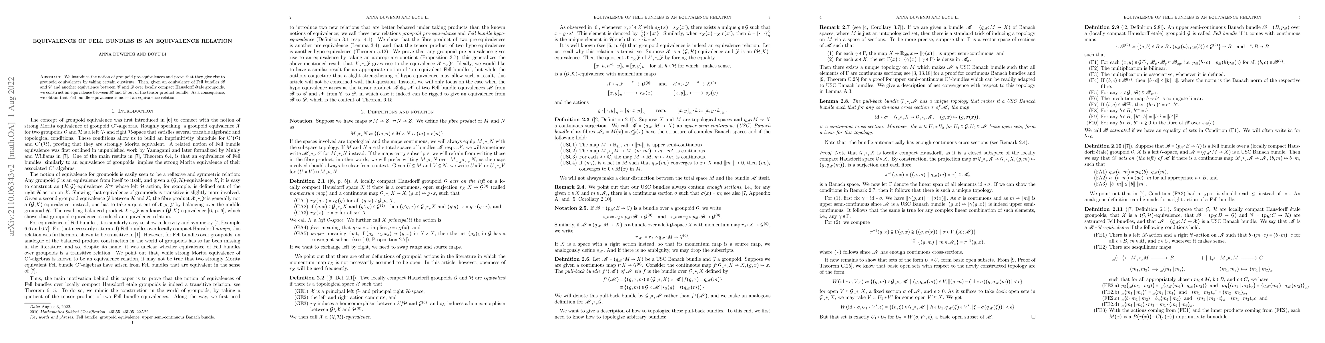 Thumbnail for Equivalence of Fell bundles is an equivalence relation