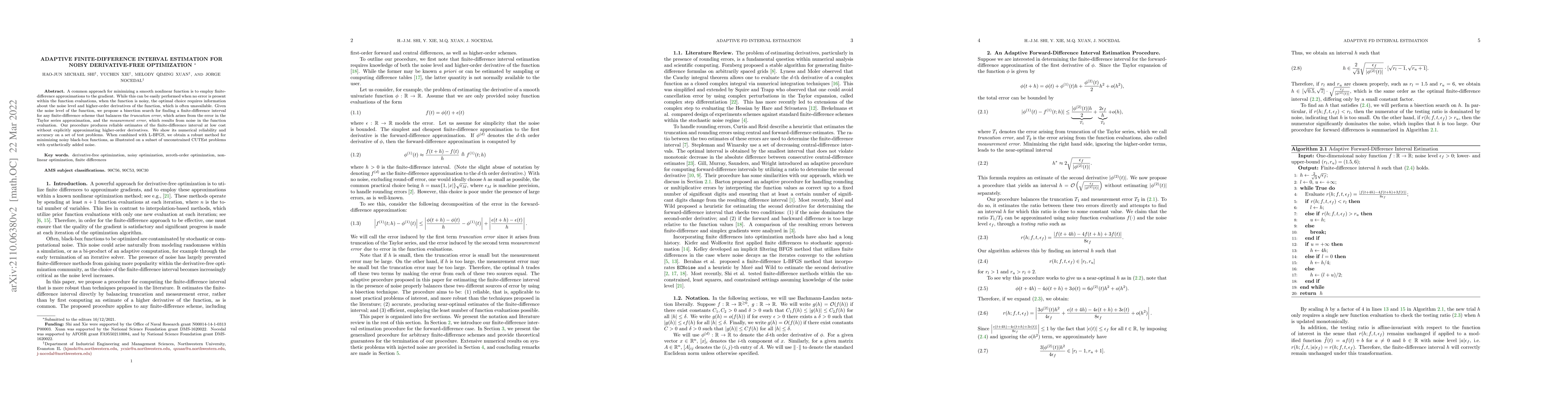 Thumbnail for Adaptive Finite-Difference Interval Estimation for Noisy Derivative-Free
  Optimization