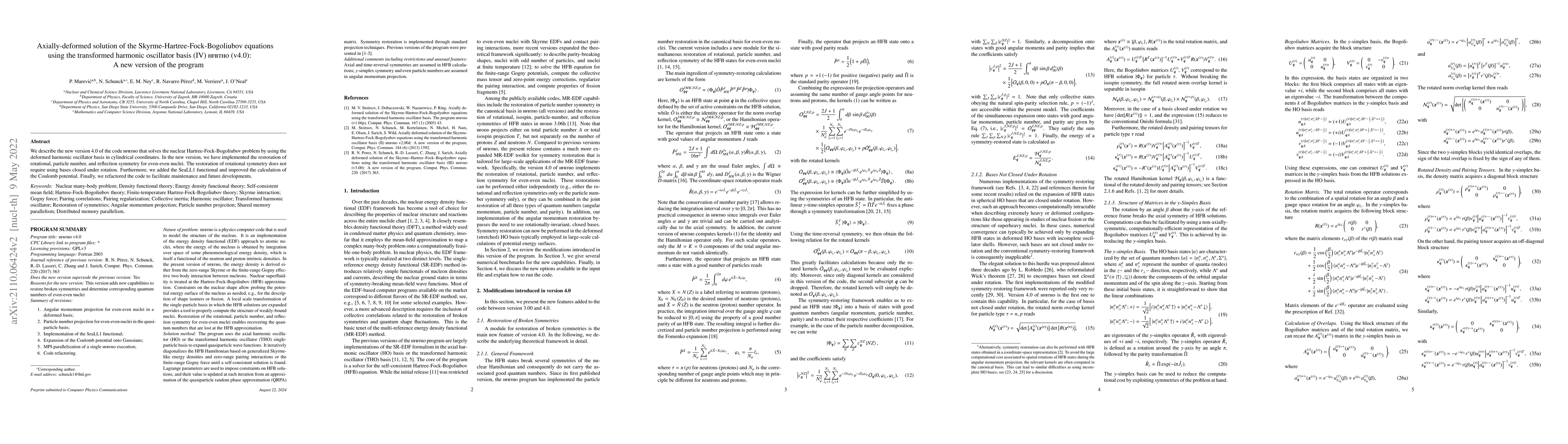 Thumbnail for Axially-deformed solution of the Skyrme-Hartree-Fock-Bogoliubov
  equations using the transformed harmonic oscillator basis (IV) hfbtho (v4.0):
  A new version of the program