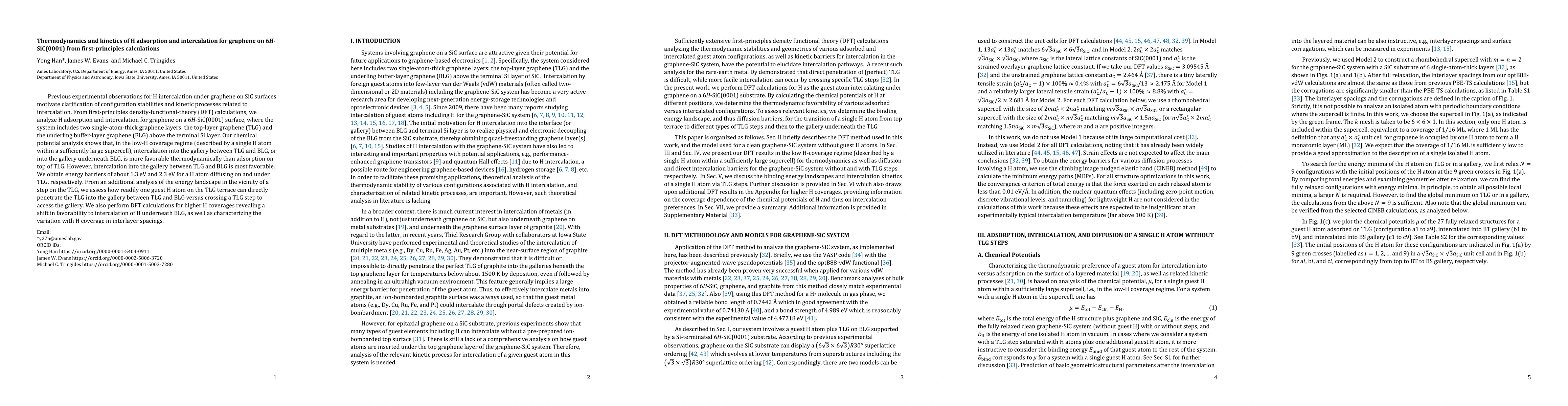 Thumbnail for Thermodynamics and kinetics of H adsorption and intercalation for
  graphene on 6H-SiC(0001) from first-principles calculations