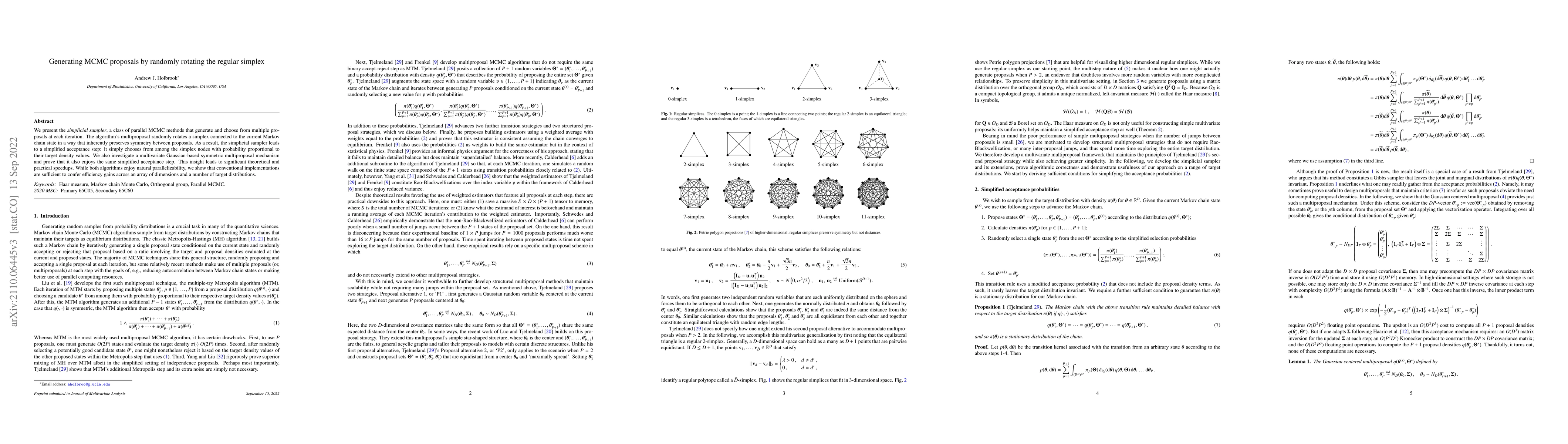 Thumbnail for Generating MCMC proposals by randomly rotating the regular simplex
