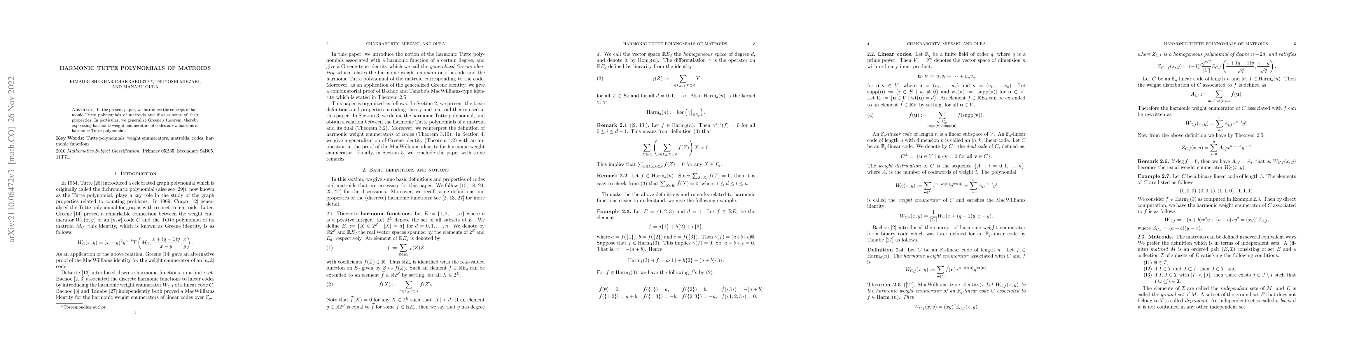 Thumbnail for Harmonic Tutte polynomials of matroids
