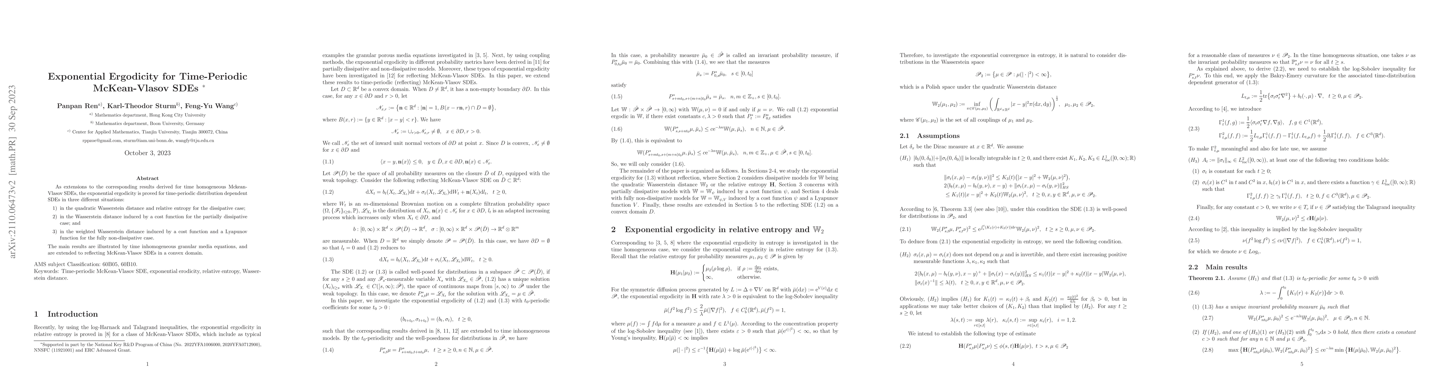 Thumbnail for Exponential Ergodicity for Time-Periodic McKean-Vlasov SDEs