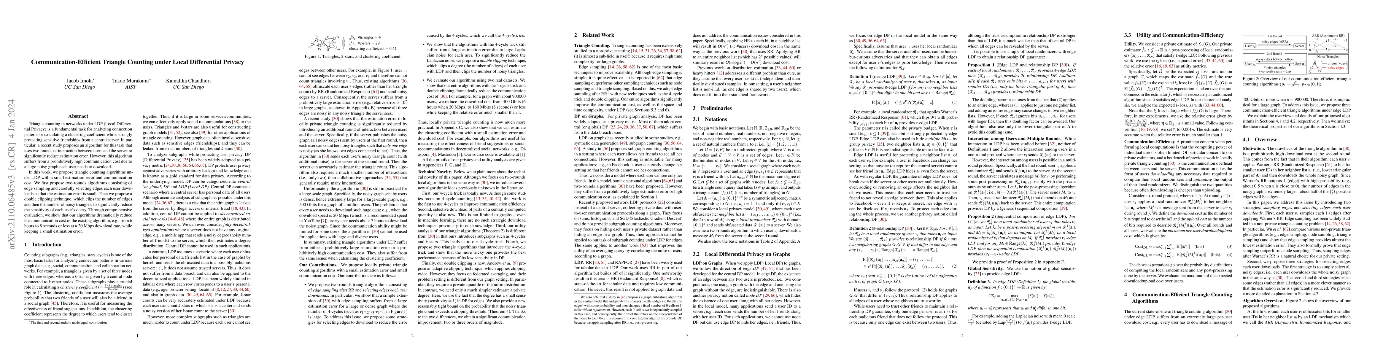 Thumbnail for Communication-Efficient Triangle Counting under Local Differential
  Privacy