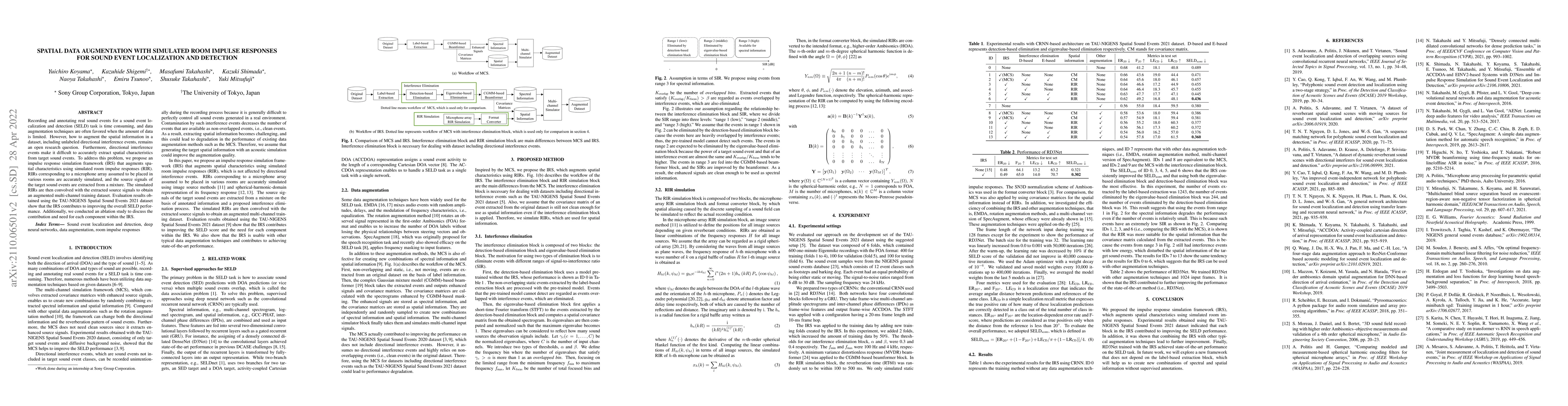 Thumbnail for Spatial Data Augmentation with Simulated Room Impulse Responses for
  Sound Event Localization and Detection