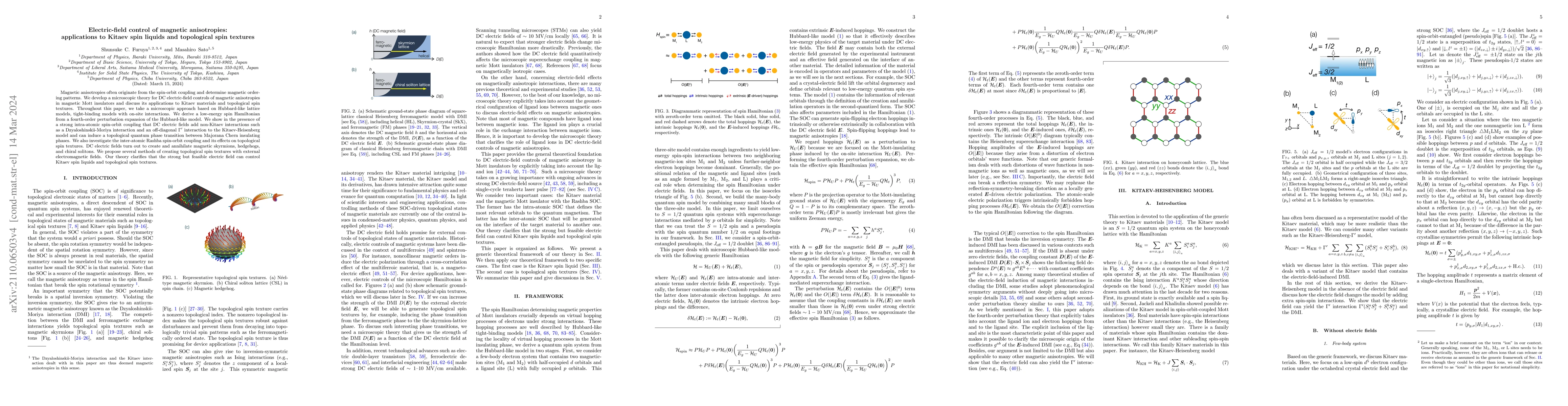 Thumbnail for Electric-field control of magnetic anisotropies: applications to Kitaev
  spin liquids and topological spin textures