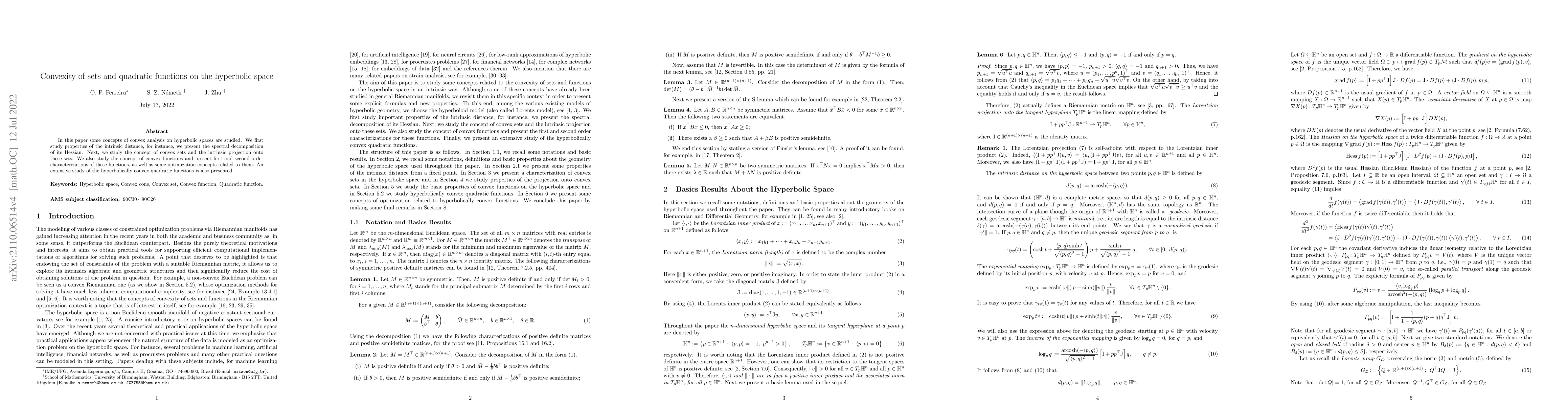 Thumbnail for Convexity of sets and quadratic functions on the hyperbolic space