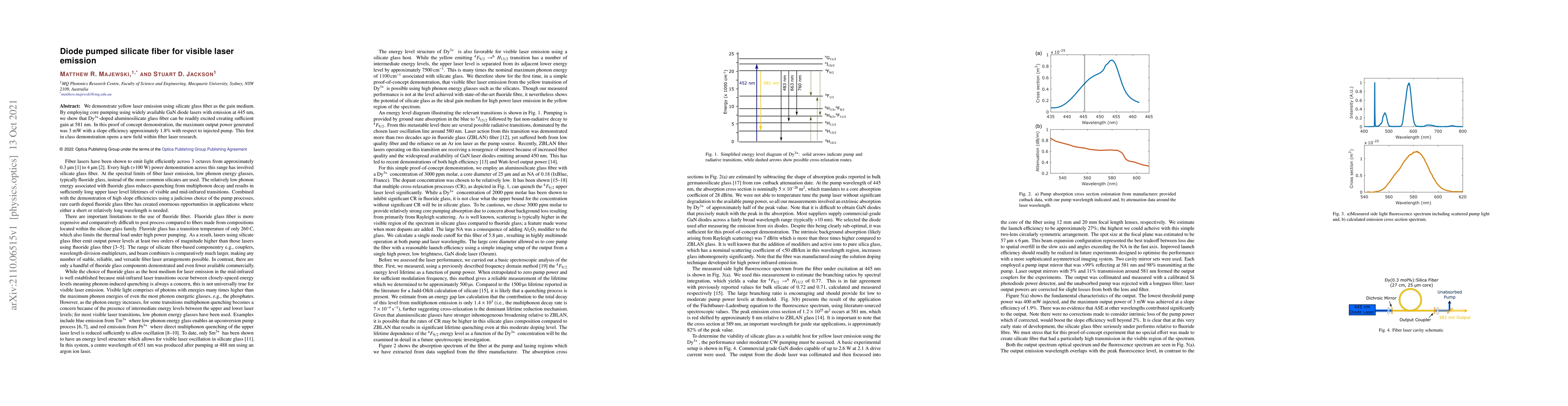 Thumbnail for Diode pumped silicate fiber for visible laser emission