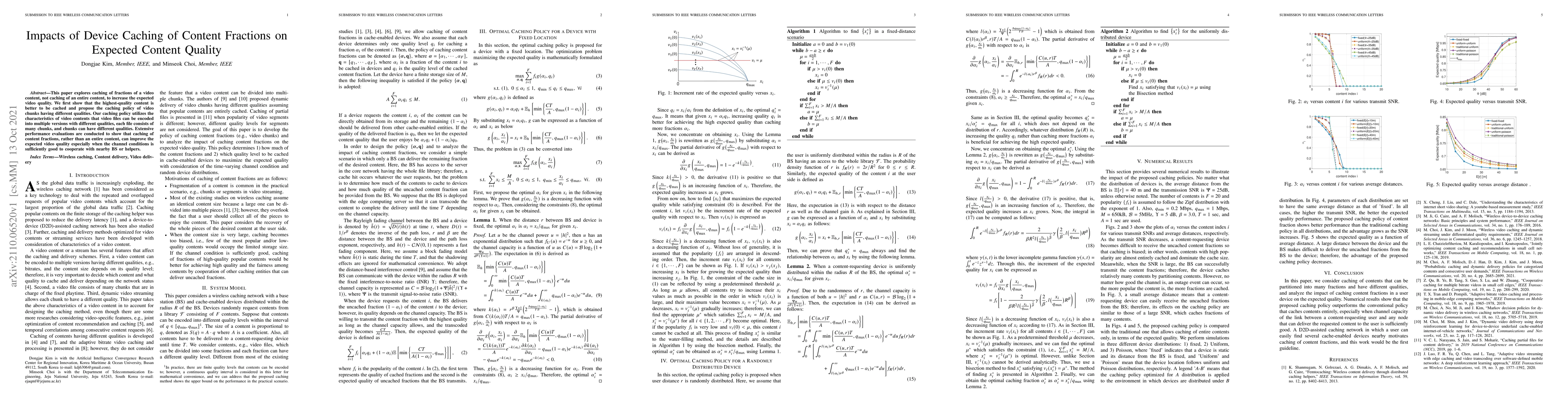 Thumbnail for Impacts of Device Caching of Content Fractions on Expected Content
  Quality