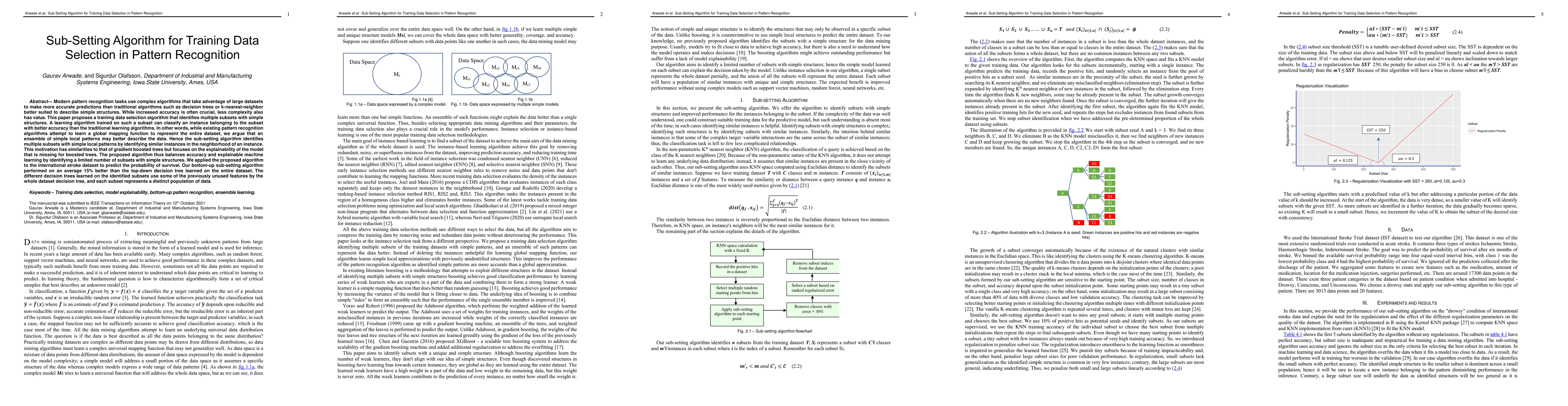 Thumbnail for Sub-Setting Algorithm for Training Data Selection in Pattern Recognition