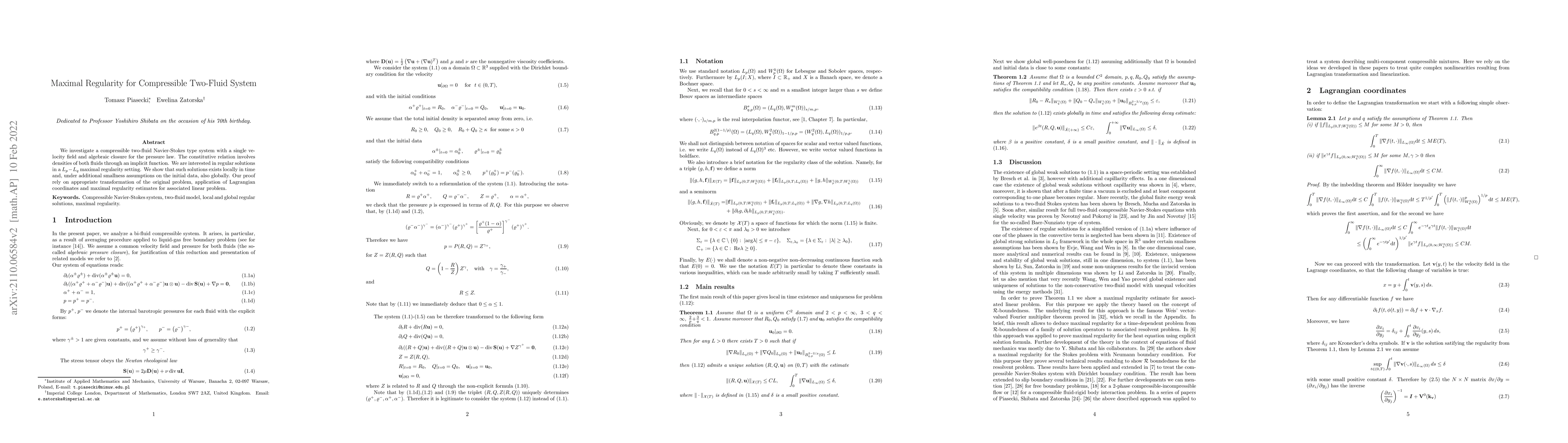Thumbnail for Maximal Regularity for Compressible Two-Fluid System