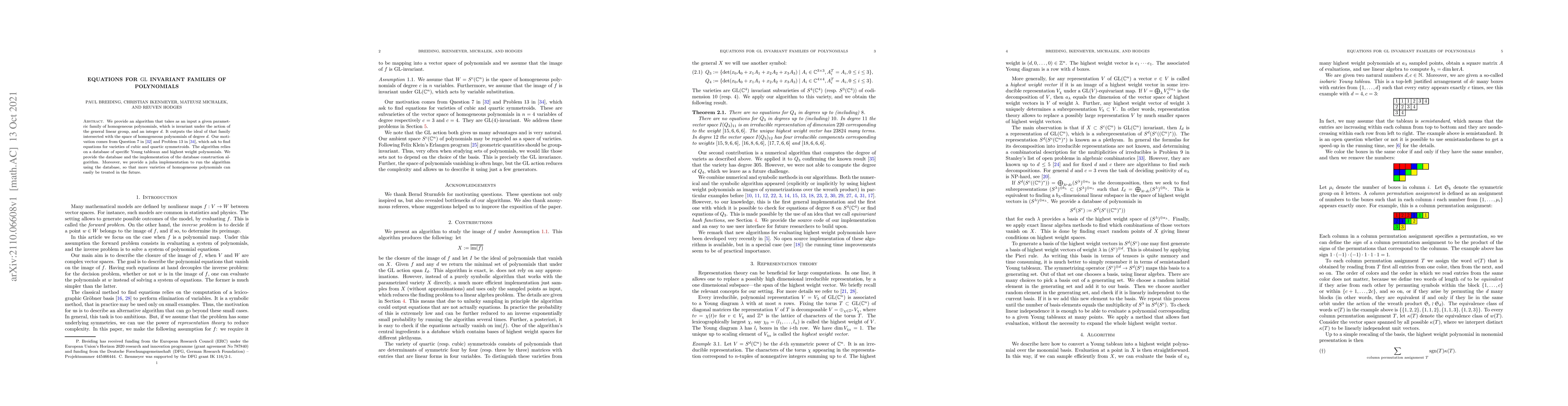 Thumbnail for Equations for GL invariant families of polynomials