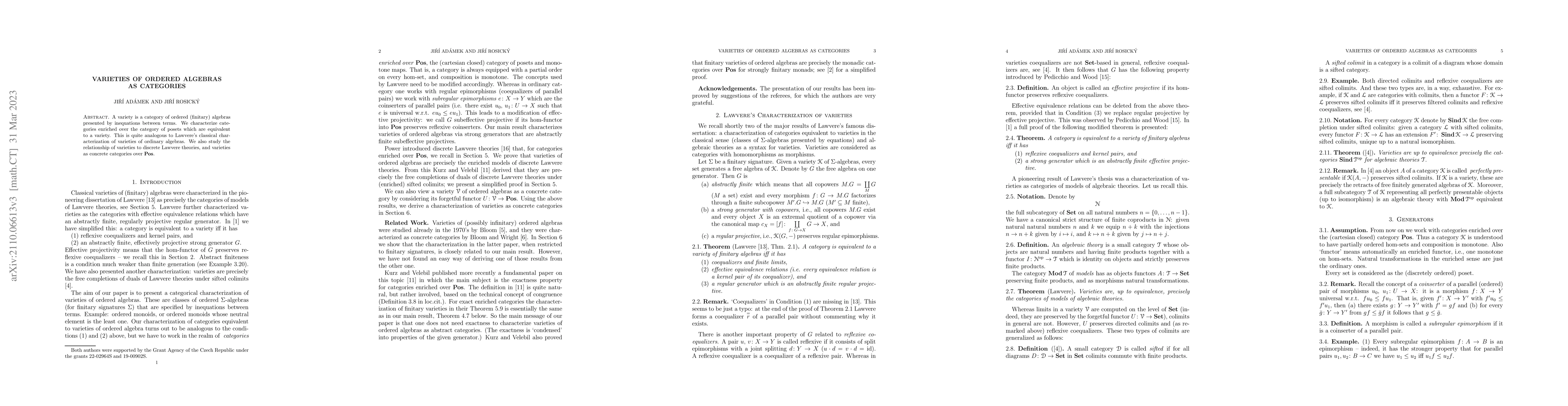Thumbnail for Varieties of ordered algebras as categories