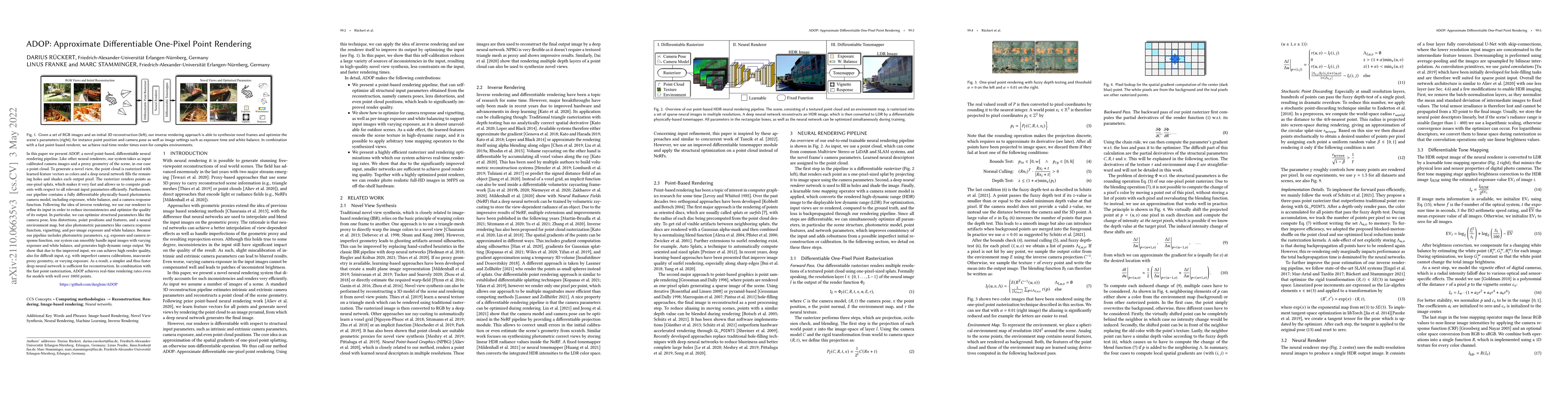 Thumbnail for ADOP: Approximate Differentiable One-Pixel Point Rendering