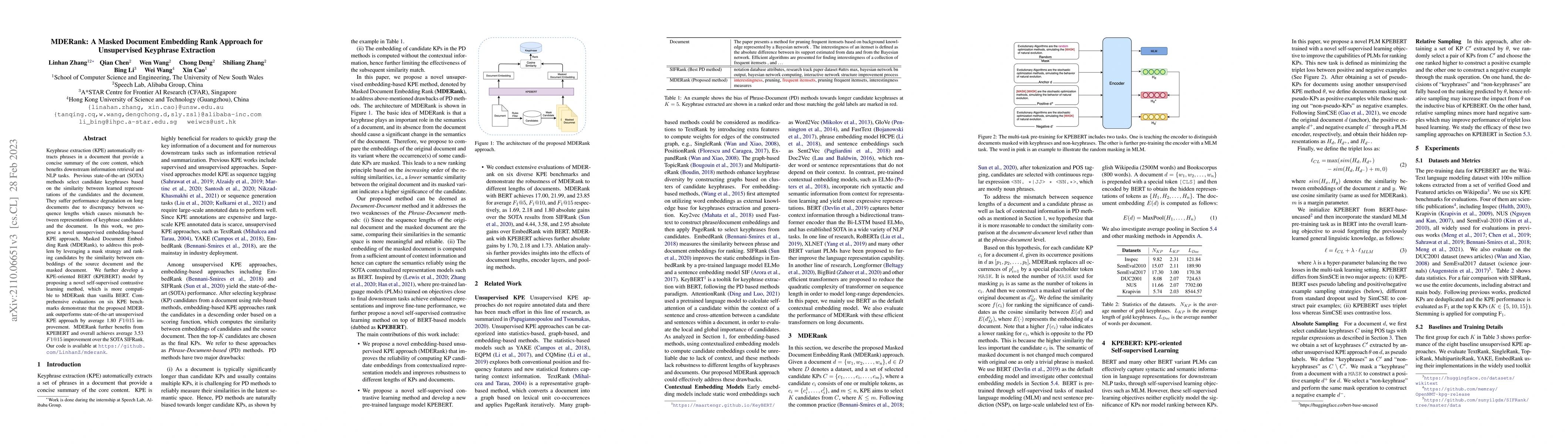 Thumbnail for MDERank: A Masked Document Embedding Rank Approach for Unsupervised
  Keyphrase Extraction