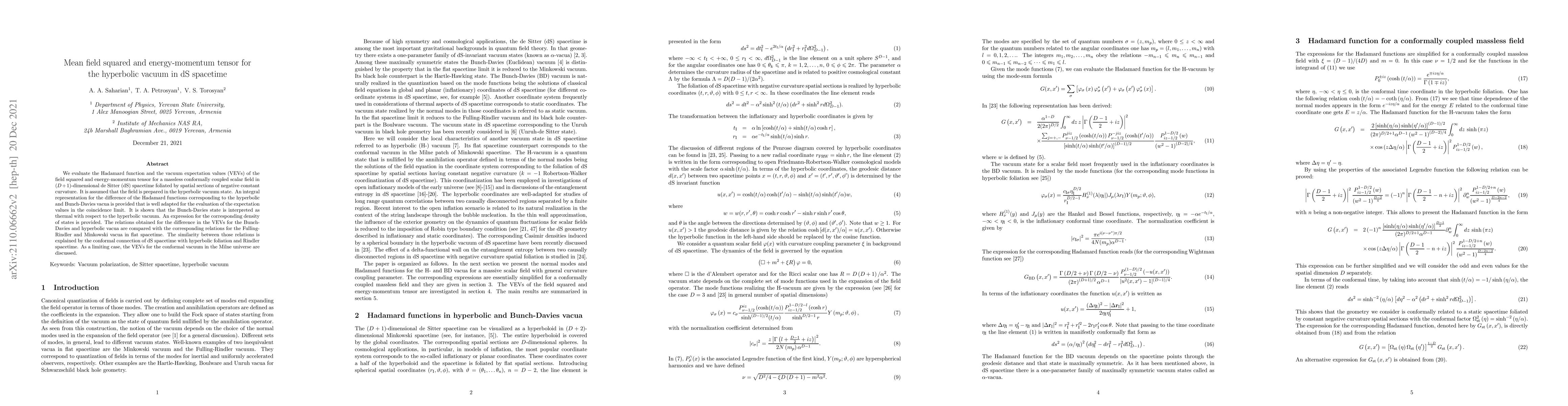 Thumbnail for Mean field squared and energy-momentum tensor for the hyperbolic vacuum
  in dS spacetime