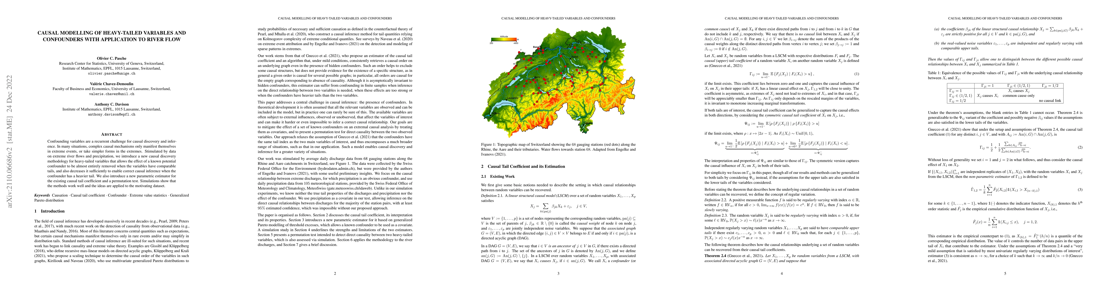 Thumbnail for Causal Modelling of Heavy-Tailed Variables and Confounders with
  Application to River Flow