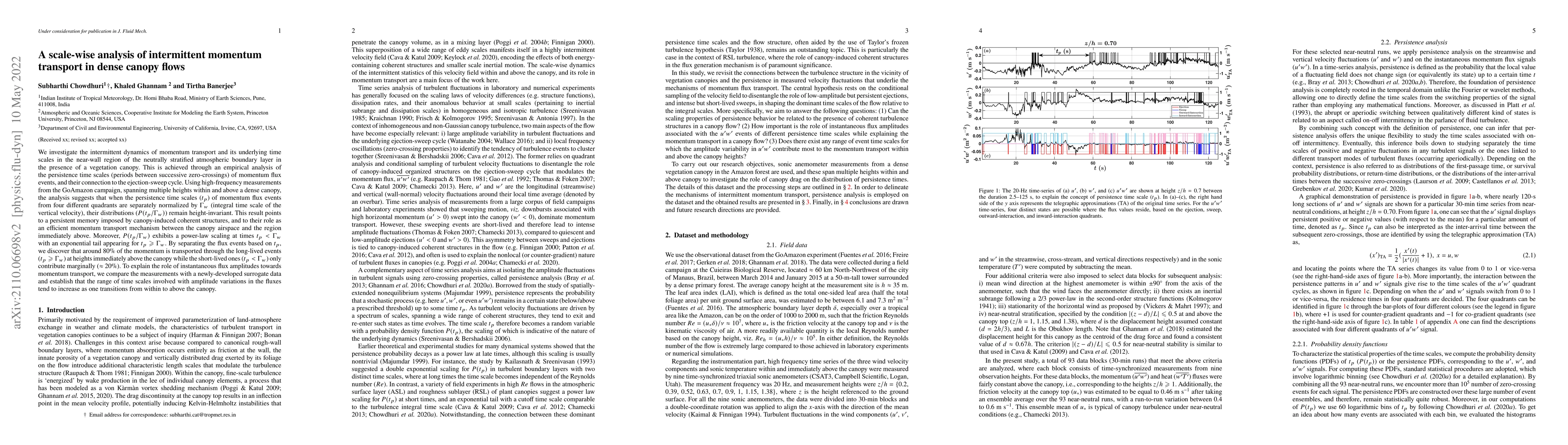 Thumbnail for A scale-wise analysis of intermittent momentum transport in dense canopy
  flows