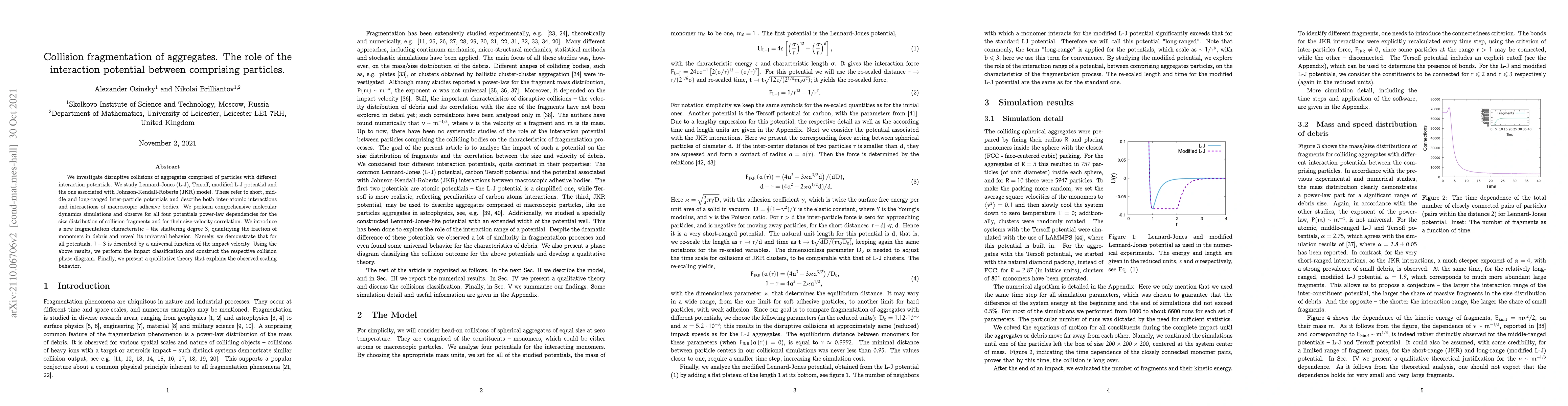 Thumbnail for Collision fragmentation of aggregates. The role of the interaction
  potential between comprising particles