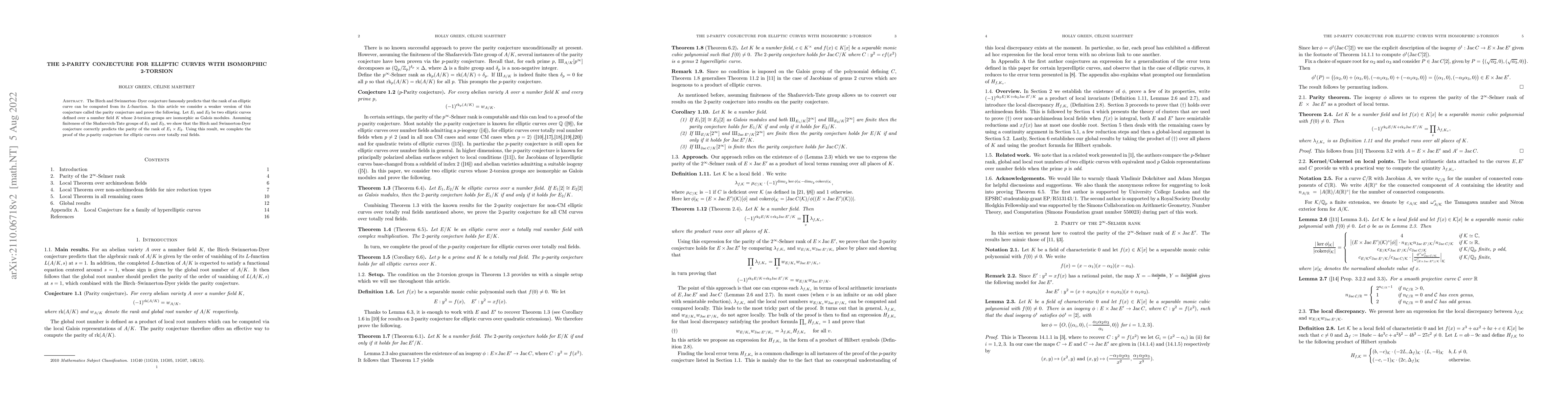 Thumbnail for The 2-parity conjecture for elliptic curves with isomorphic 2-torsion