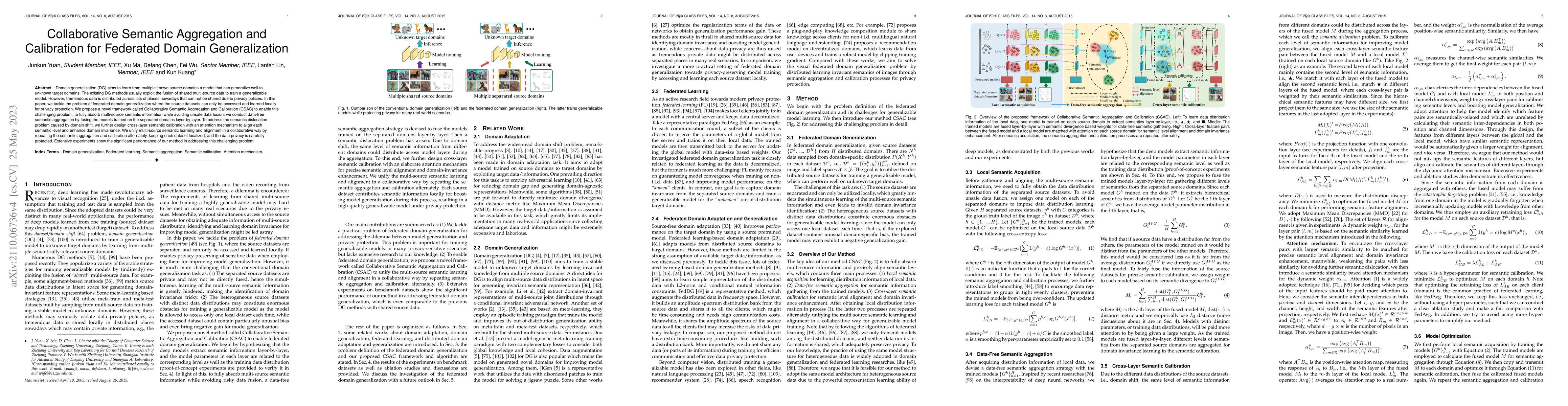 Thumbnail for Collaborative Semantic Aggregation and Calibration for Federated Domain
  Generalization