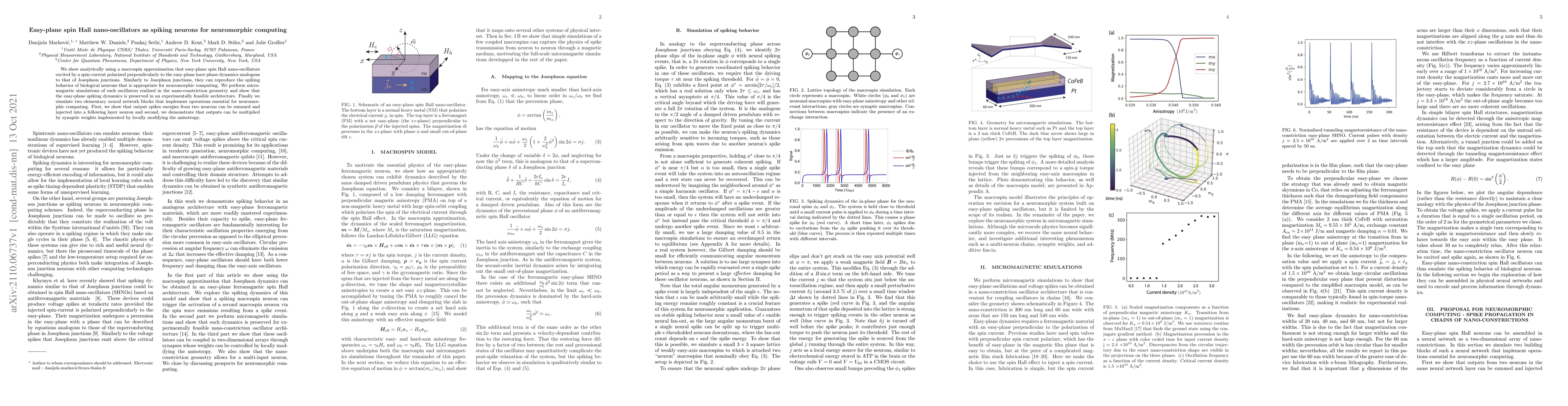 Thumbnail for Easy-plane spin Hall nano-oscillators as spiking neurons for
  neuromorphic computing