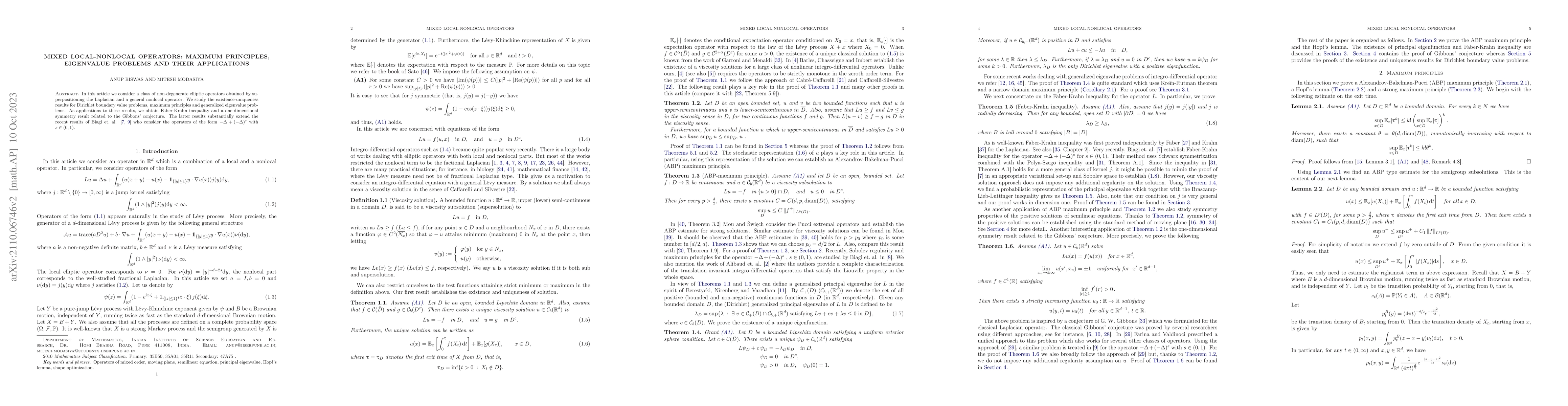 Thumbnail for Mixed local-nonlocal operators: maximum principles, eigenvalue problems
  and their applications