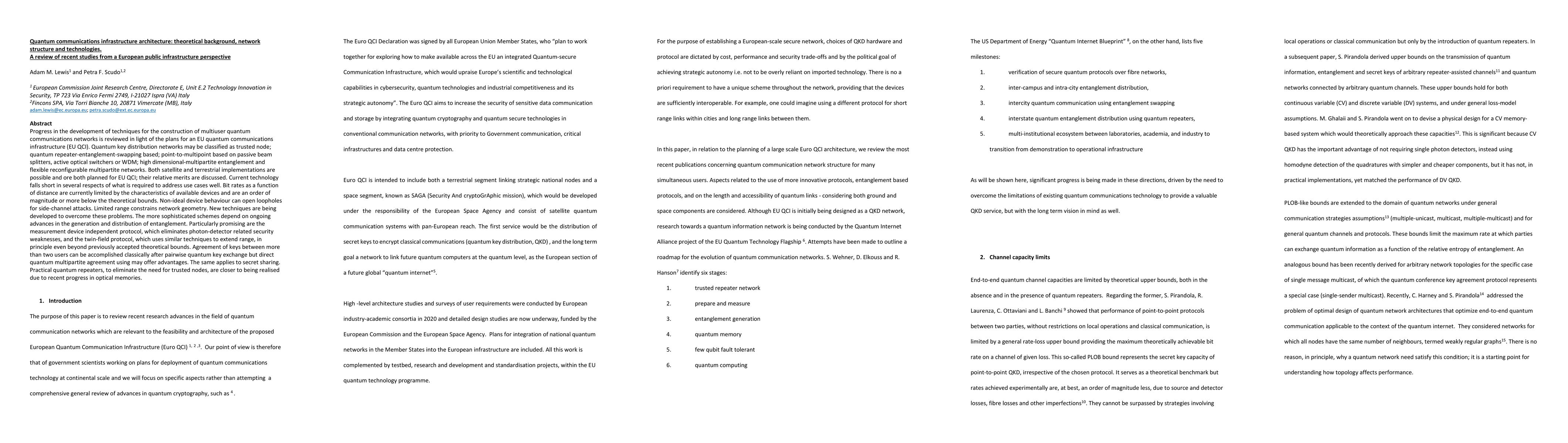 Thumbnail for Quantum communications infrastructure architecture: theoretical
  background, network structure and technologies. A review of recent studies
  from a European public infrastructure perspective