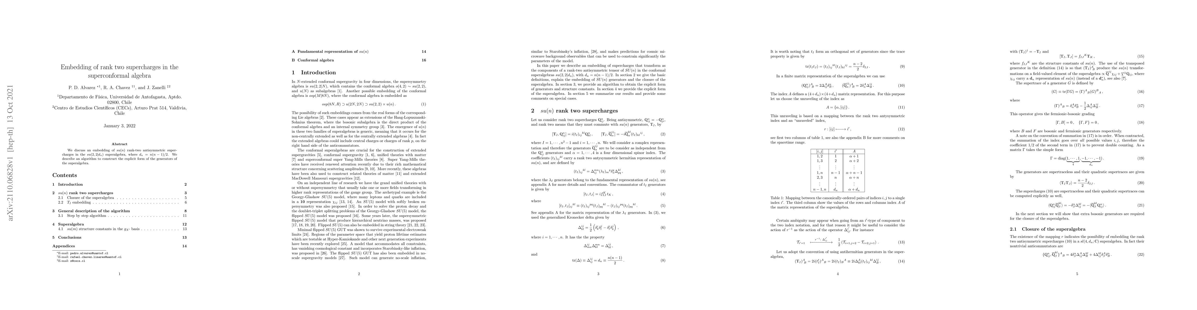 Thumbnail for Embedding of rank two supercharges in the superconformal algebra