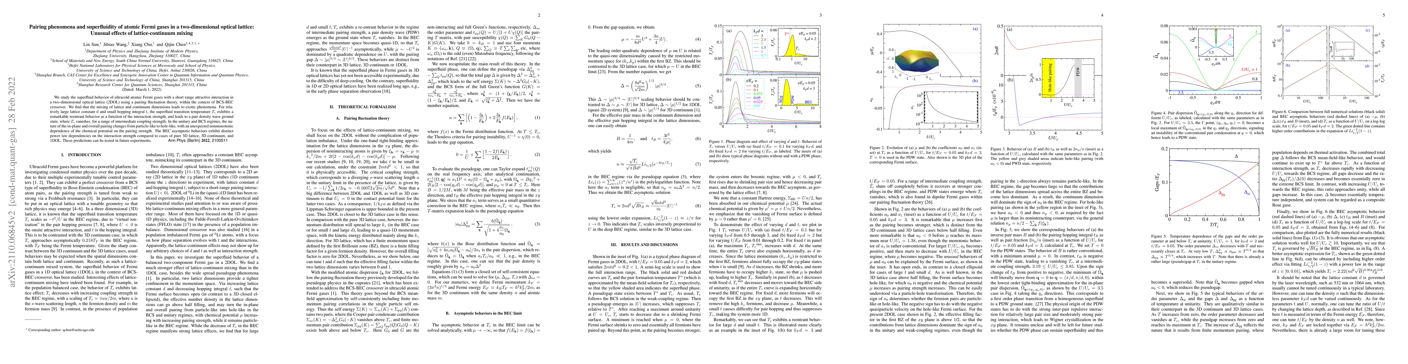 Thumbnail for Pairing phenomena and superfluidity of atomic Fermi gases in a
  two-dimensional optical lattice: Unusual effects of lattice-continuum mixing