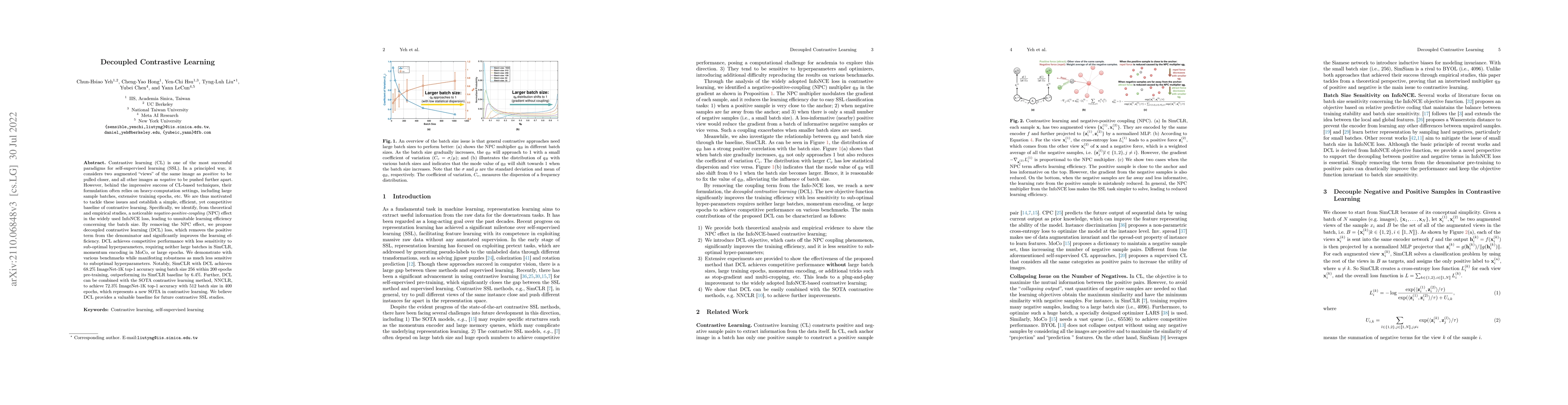 Thumbnail for Decoupled Contrastive Learning