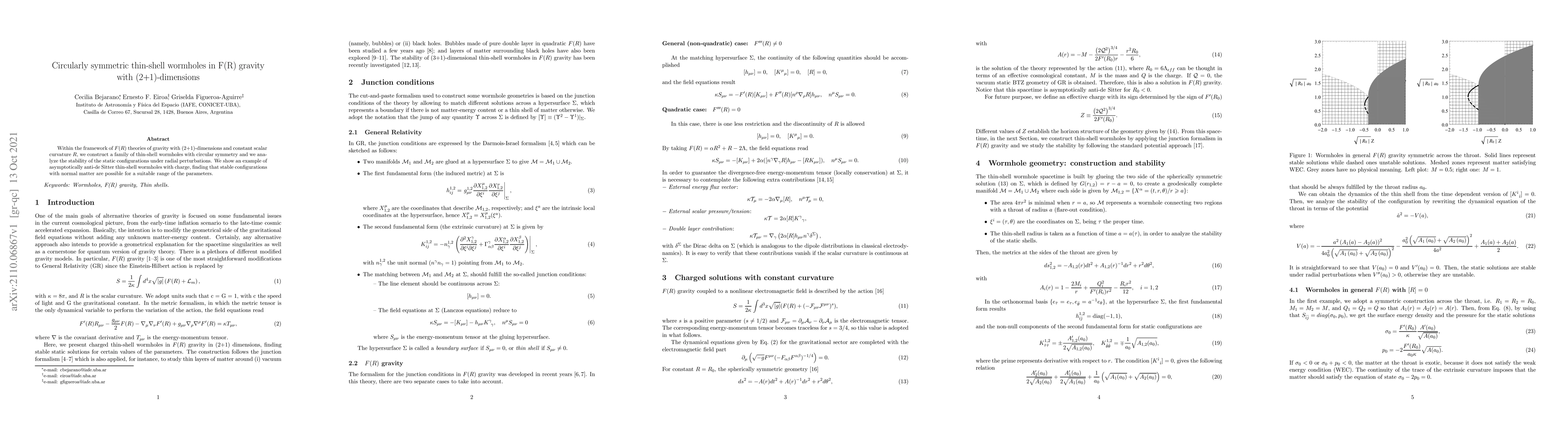 Thumbnail for Circularly symmetric thin-shell wormholes in F(R) gravity with
  (2+1)-dimensions