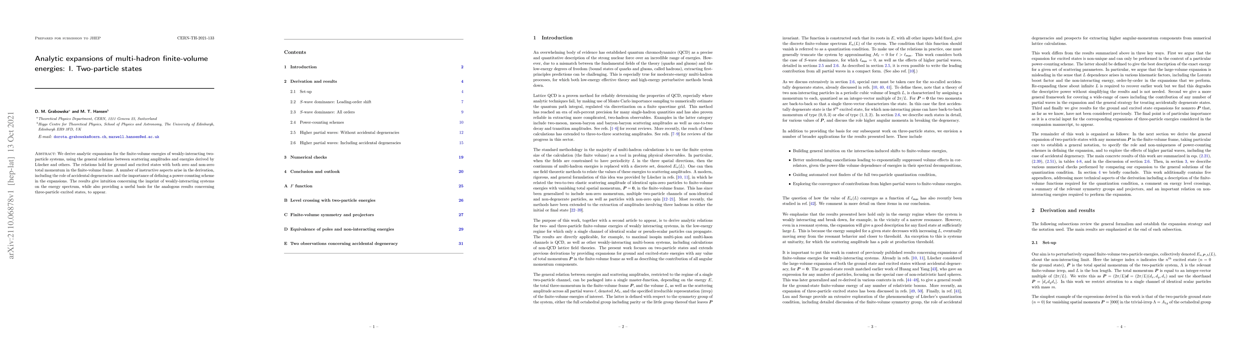 Thumbnail for Analytic expansions of multi-hadron finite-volume energies: I.
  Two-particle states