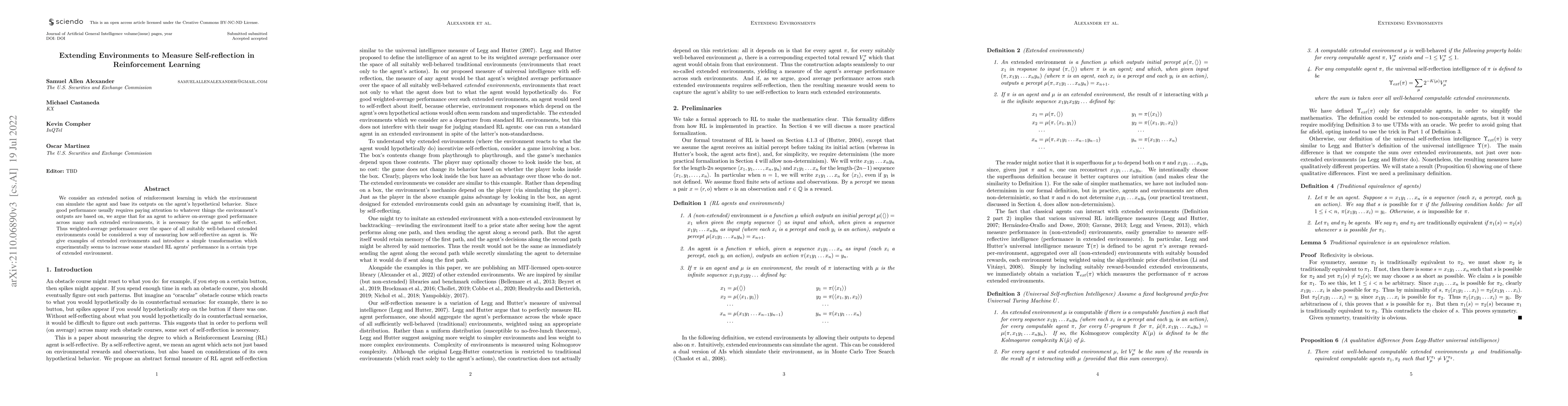 Thumbnail for Extending Environments To Measure Self-Reflection In Reinforcement
  Learning