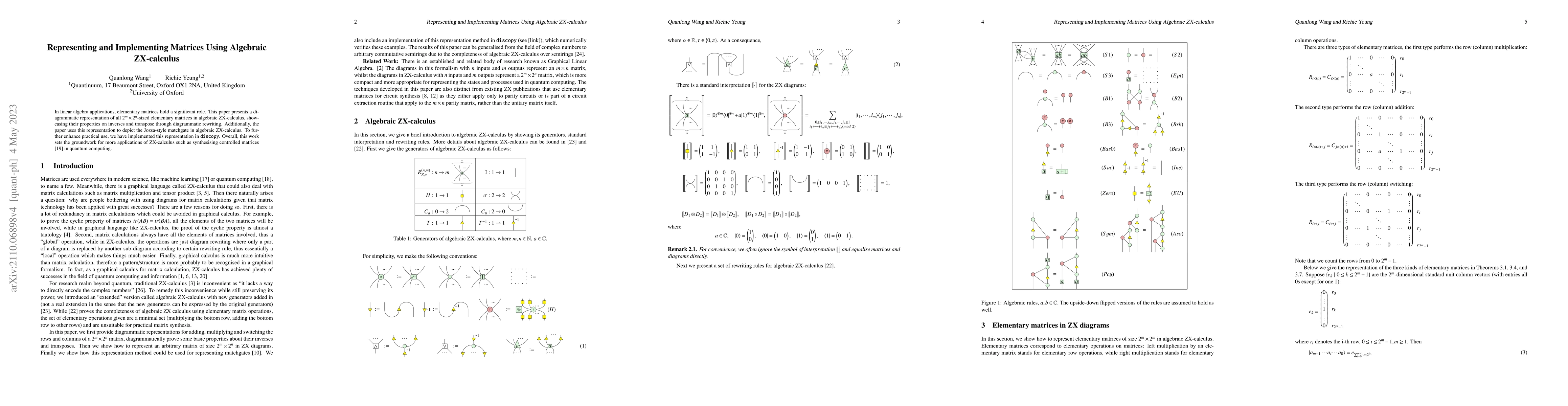 Thumbnail for Representing and Implementing Matrices Using Algebraic ZX-calculus