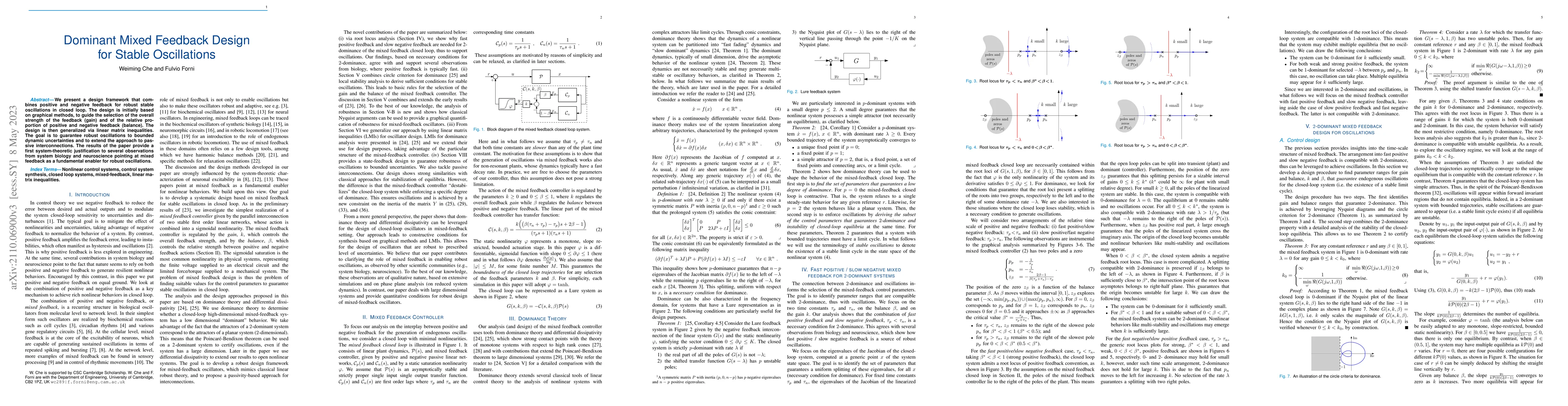 Thumbnail for Dominant Mixed Feedback Design for Stable Oscillations