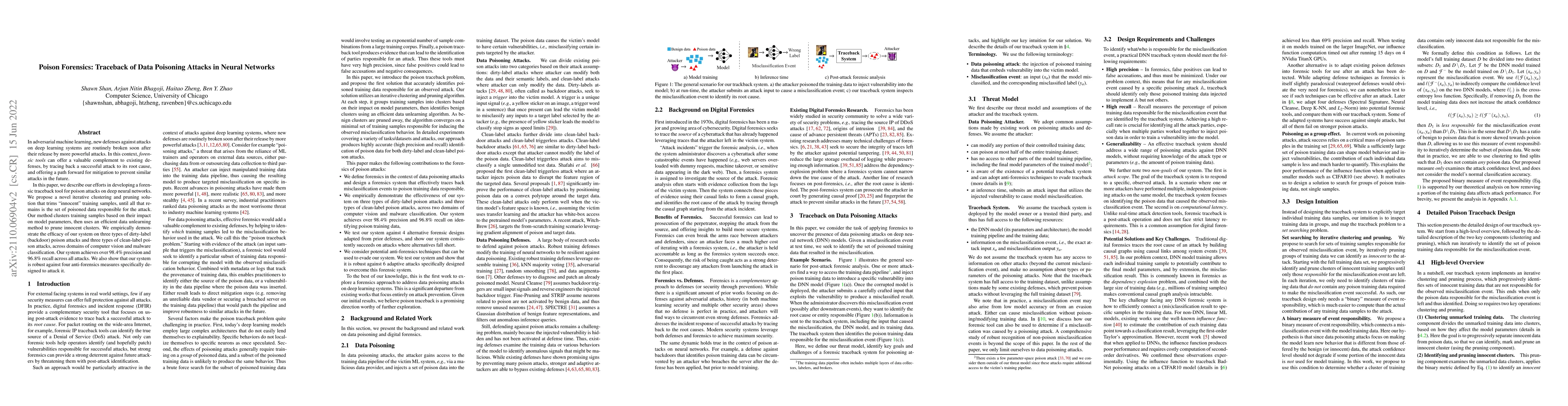 Thumbnail for Poison Forensics: Traceback of Data Poisoning Attacks in Neural Networks