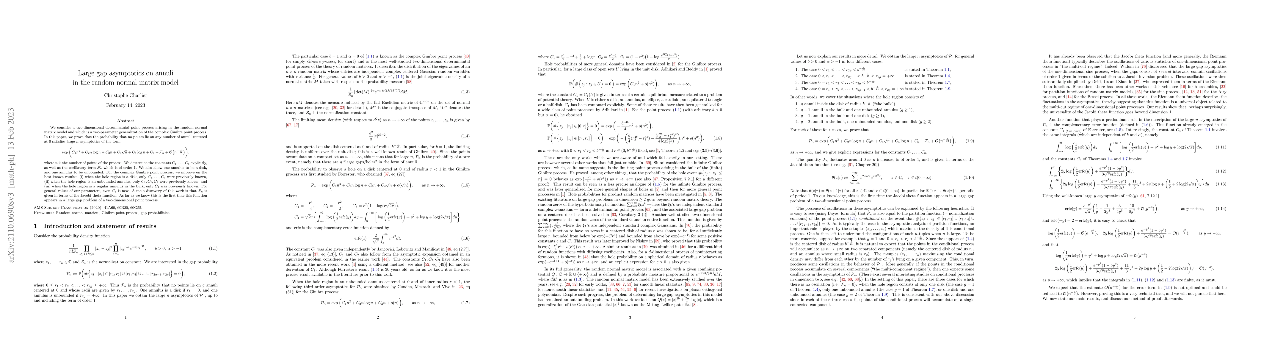 Thumbnail for Large gap asymptotics on annuli in the random normal matrix model