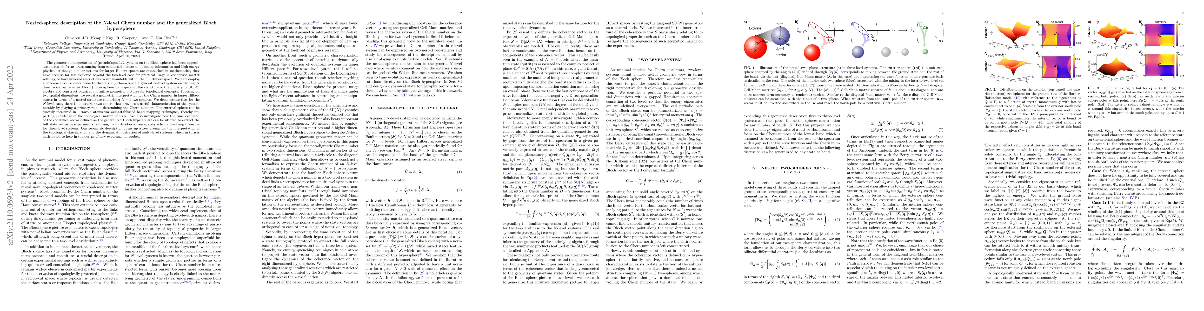Thumbnail for Nested-sphere description of the N-level Chern number and the
  generalized Bloch hypersphere
