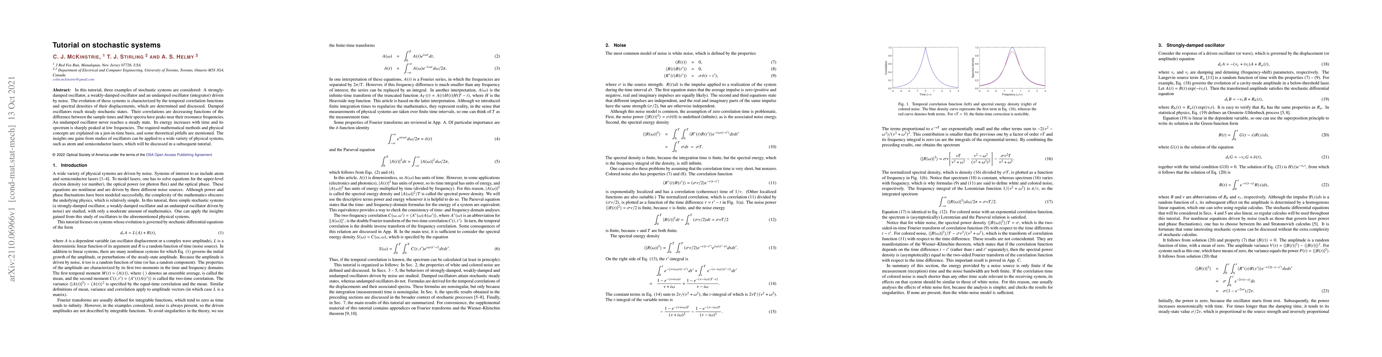 Thumbnail for Tutorial on stochastic systems