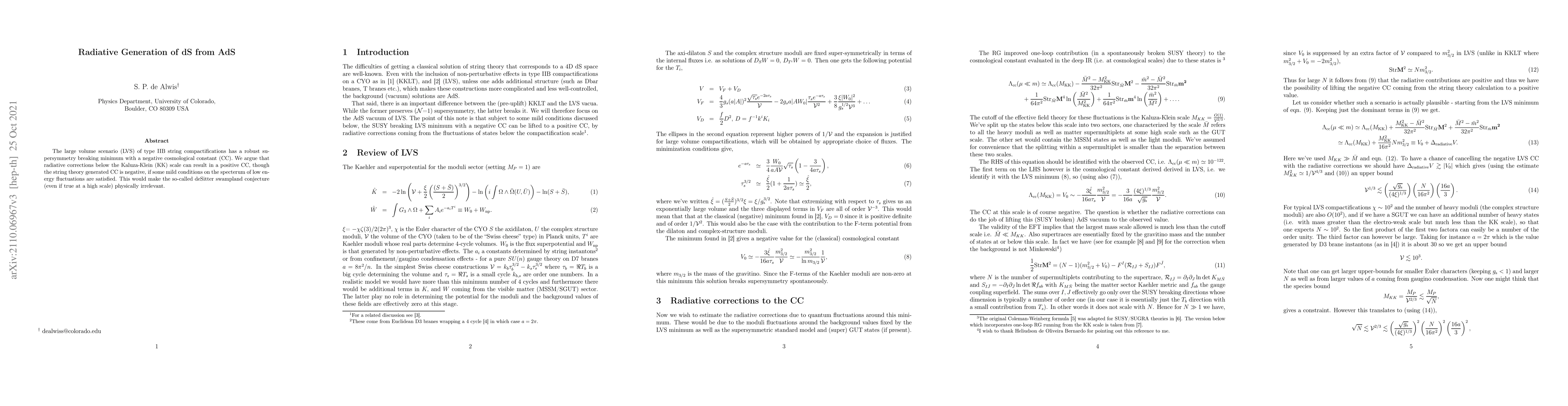 Thumbnail for Radiative Generation of dS from AdS