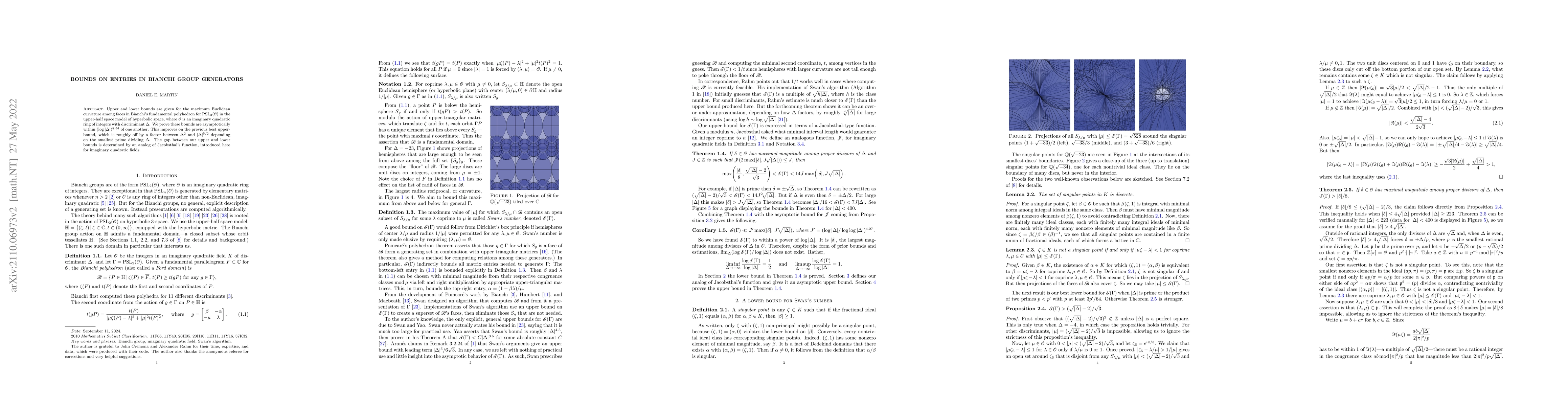 Thumbnail for Bounds on entries in Bianchi group generators
