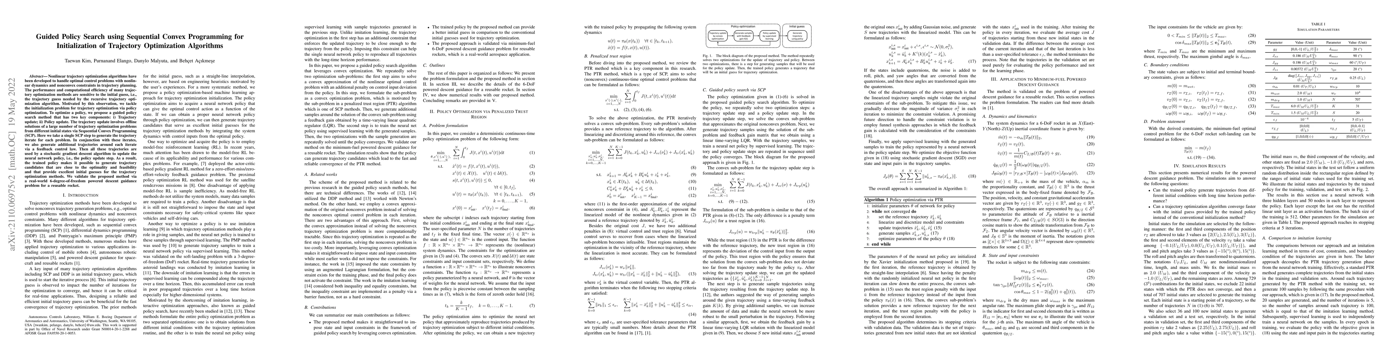 Thumbnail for Guided Policy Search using Sequential Convex Programming for
  Initialization of Trajectory Optimization Algorithms